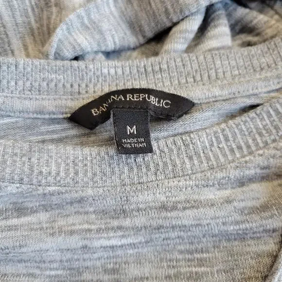 BANANA REPUBLIC Shirt Womens Medium Gray Long Sleeve Speckled Ruffle Hem - Picture 11 of 13